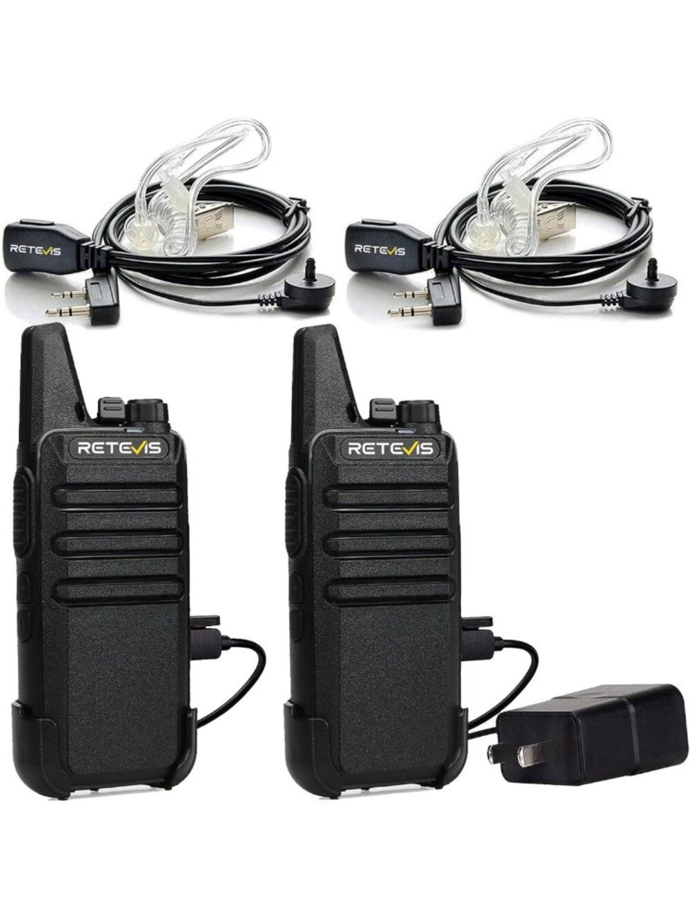 Long Range Rechargeable Walkie Talkies with Earpiece - 2 Pack, Perfect for